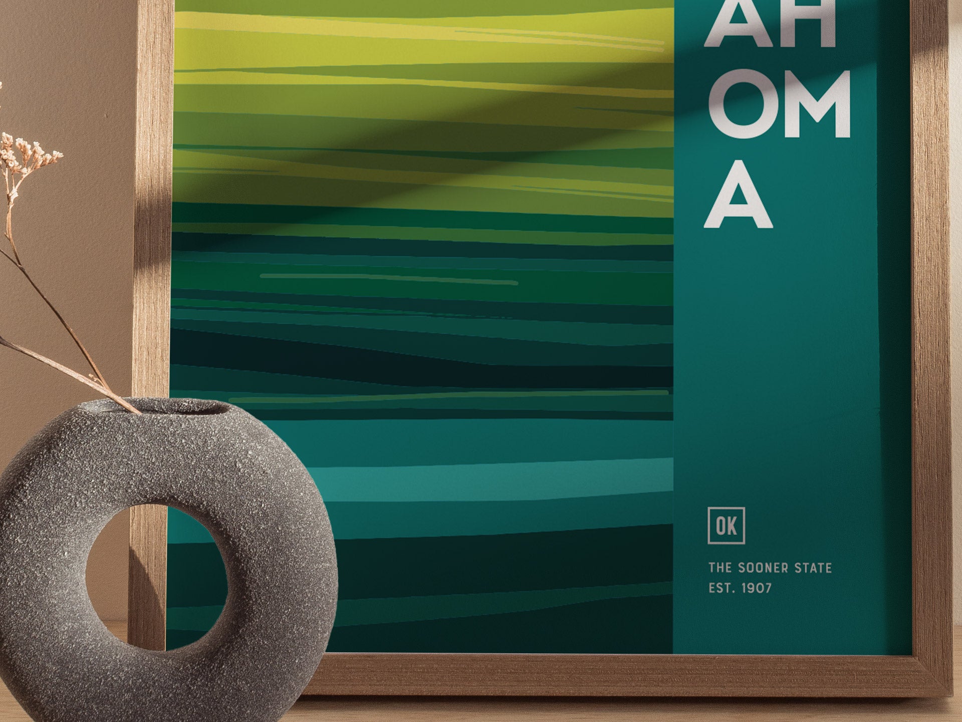 Oklahoma Sooner State Poster | Abstract Tallgrass Prairie Wall Art Print