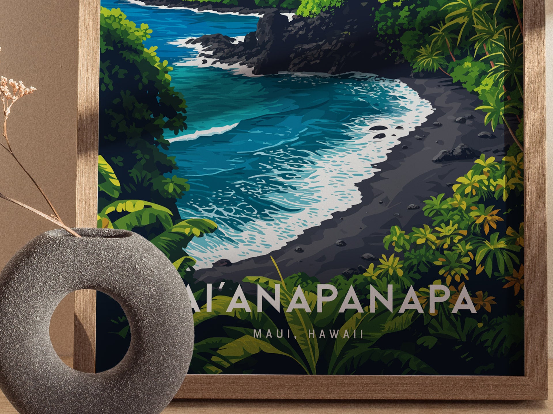 Waianapanapa Poster | Maui Black Sand Beach Art Road to Hana Hawaii