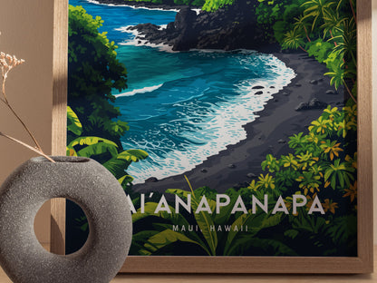 Waianapanapa Poster | Maui Black Sand Beach Art Road to Hana Hawaii