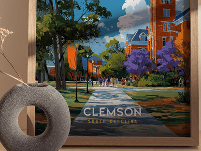 Clemson South Carolina Poster | College Town University Campus Wall Art