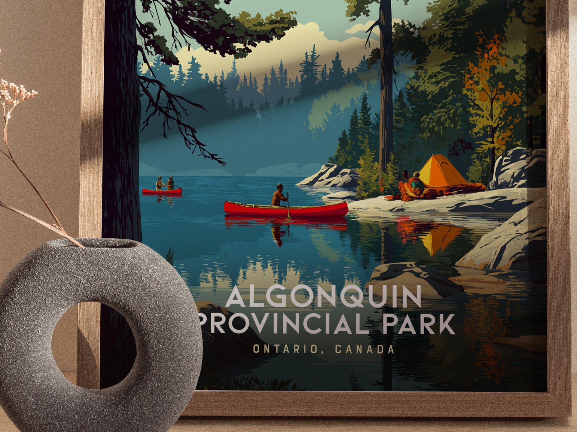 Algonquin Provincial Park Canada Poster | Canoe Camping Ontario Wall Art | Framed or Unframed