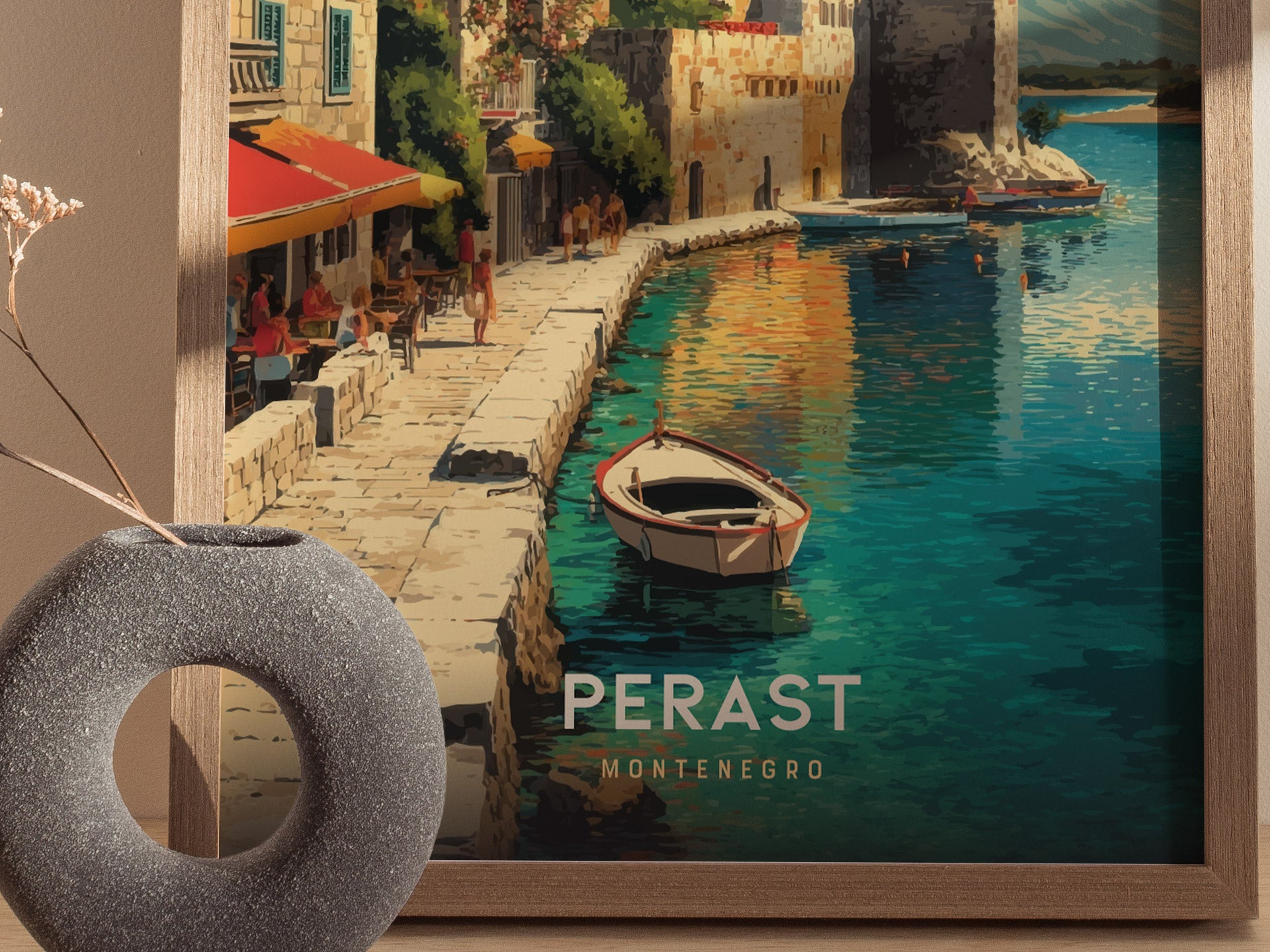 Perast Montenegro Poster | Bay of Kotor Coastal Wall Art Print