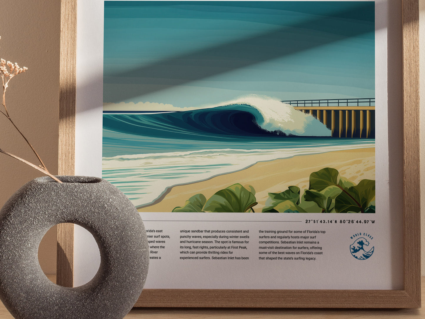 Sebastian Inlet Poster | Florida Surf Spot Art | Melbourne Beach Print