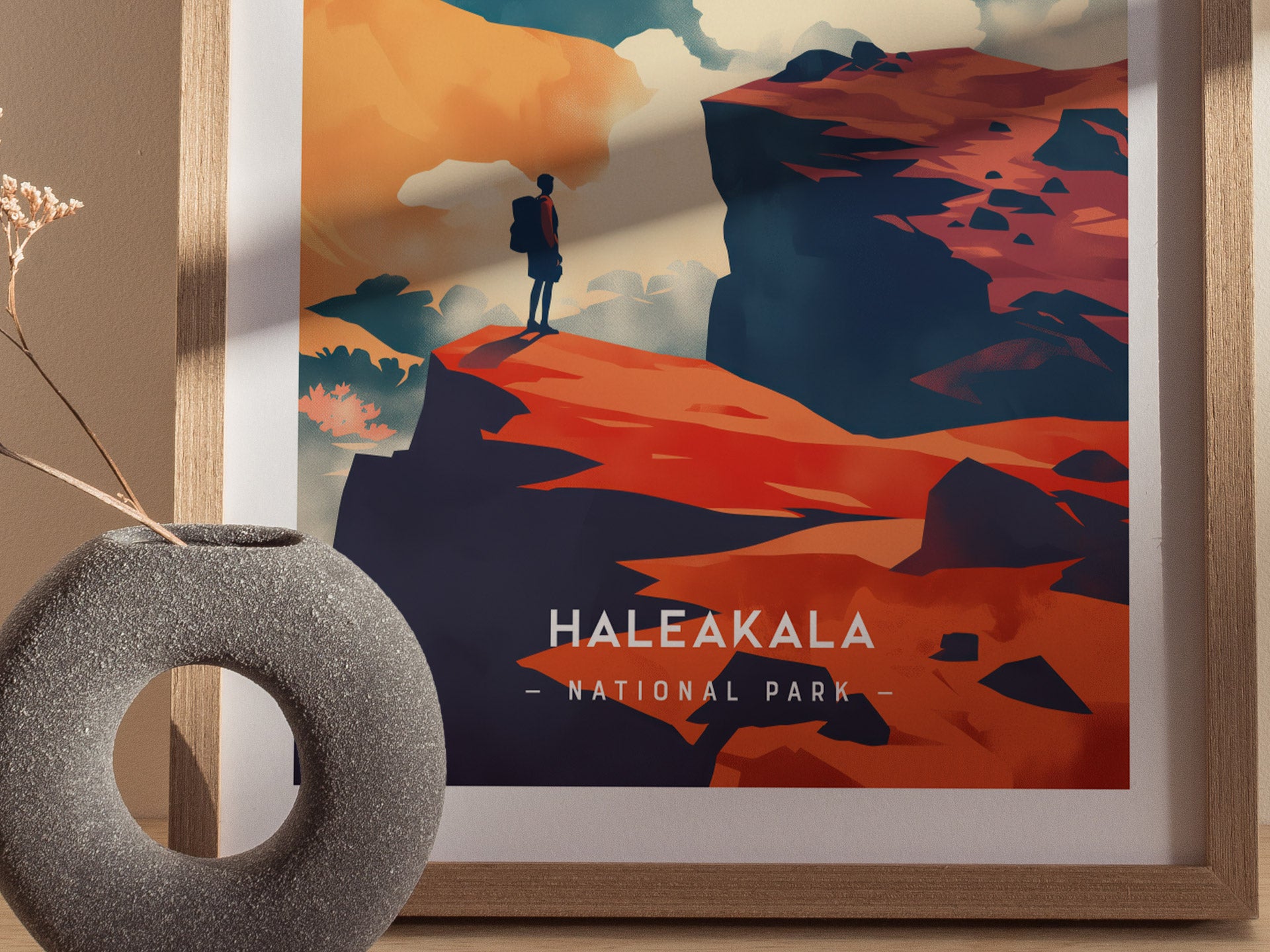 Haleakala Minimalist Poster | Maui Volcano National Park Wall Art
