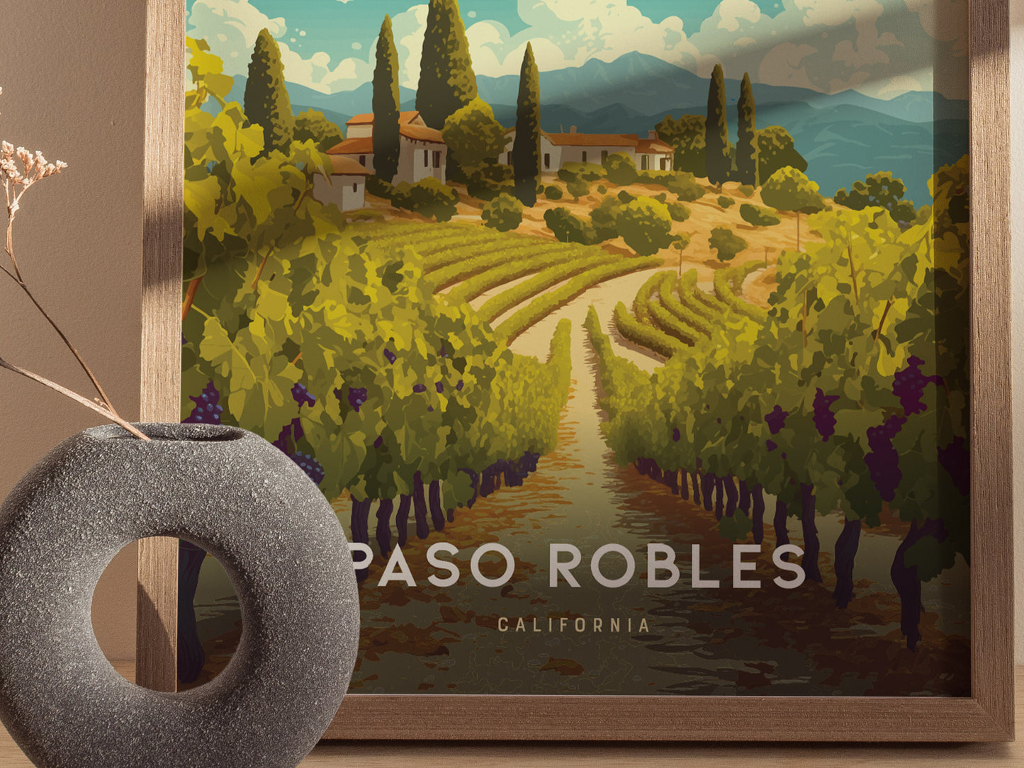 Paso Robles California Poster | Wine Country Wall Art Print