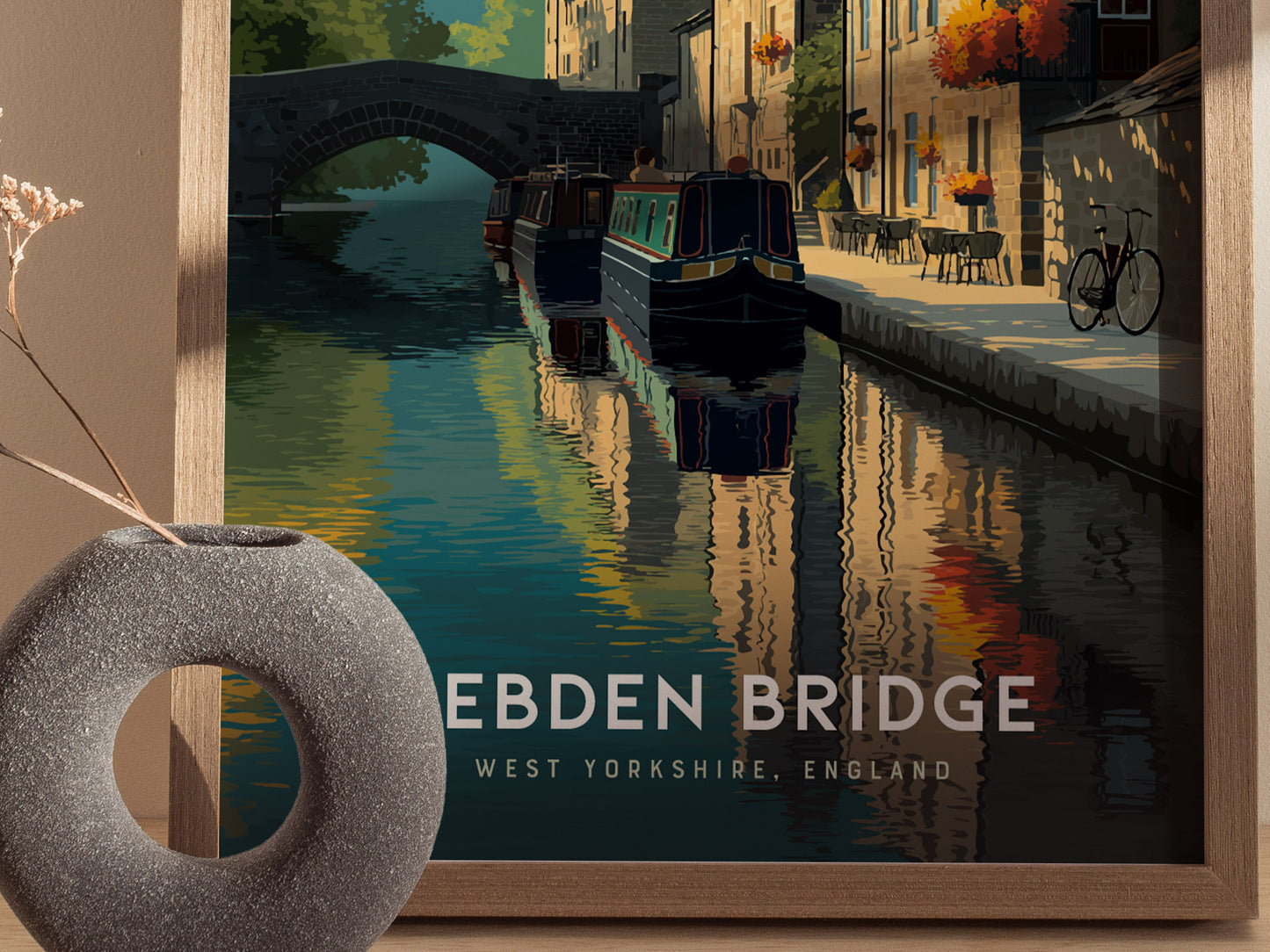 Hebden Bridge Poster | West Yorkshire England Canal Wall Art