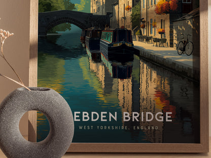 Hebden Bridge Poster | West Yorkshire England Canal Wall Art