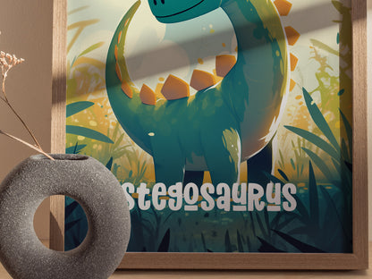 Stegosaurus Poster | Kids Dinosaur Room Art | Nursery Birthday Party Gift
