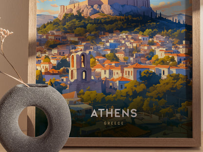 Athens Greece Acropolis & Parthenon Poster | Historic Europe Travel Print Wall Art
