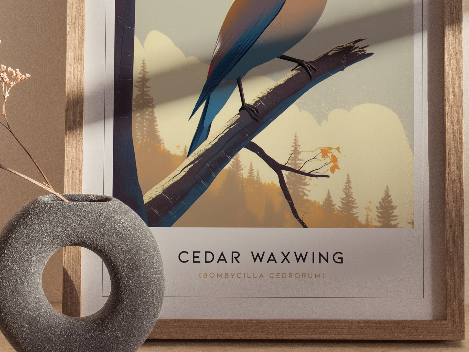 Cedar Waxwing Audubon Print | Bird Lover Modern Wall Art | Framed or Unframed