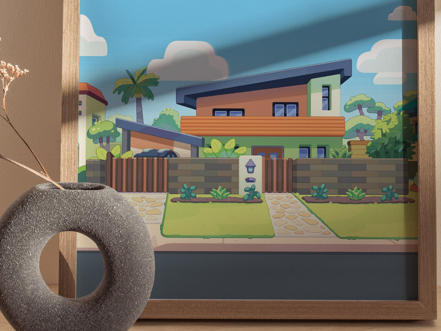 Bluey Muffin's House Poster | Kids Room Decor Wall Art | Framed or Unframed