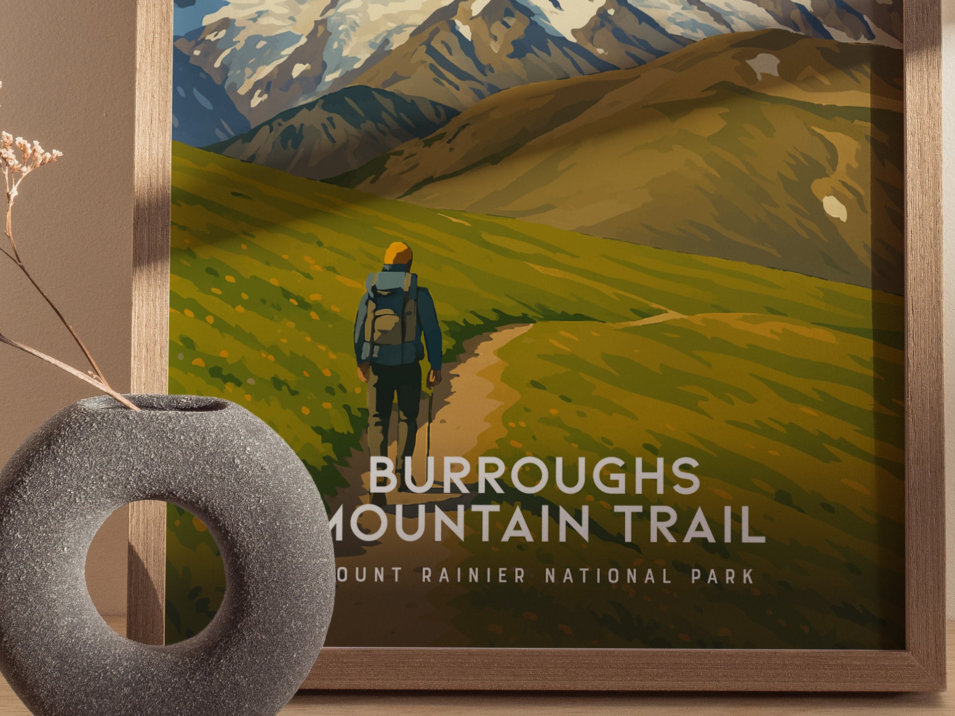 Burroughs Mountain Trail Poster | Mount Rainier National Park Wall Art Print | Framed or Unframed