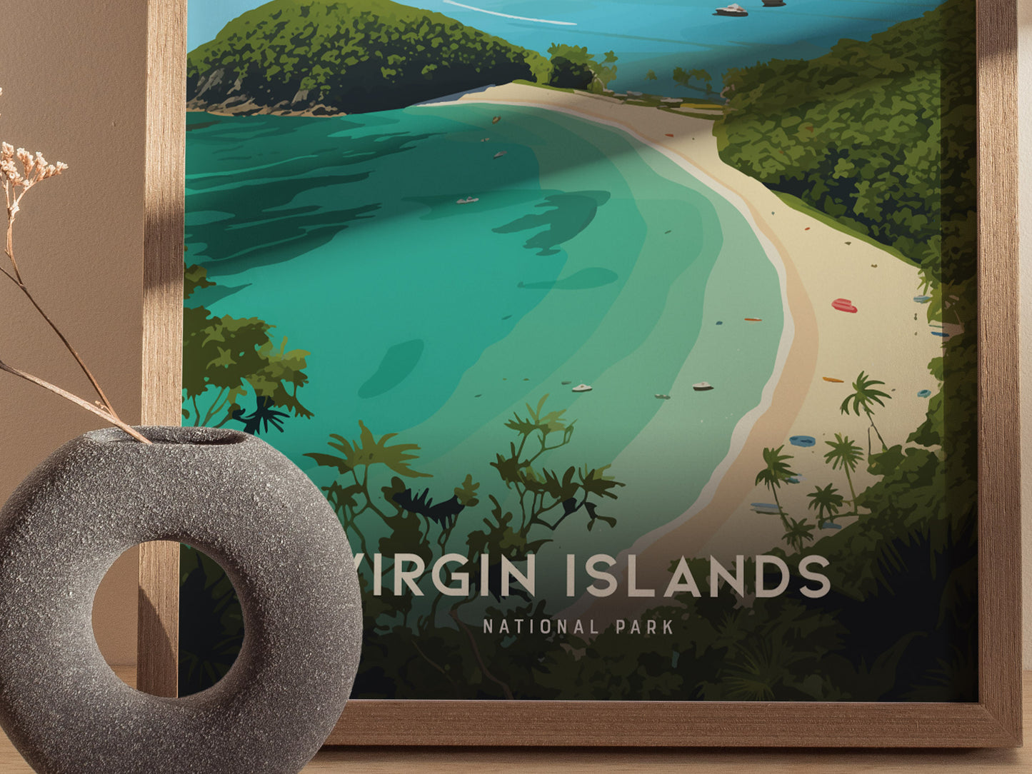 Virgin Islands National Park Poster | Trunk Bay Beach Art | Framed or Unframed
