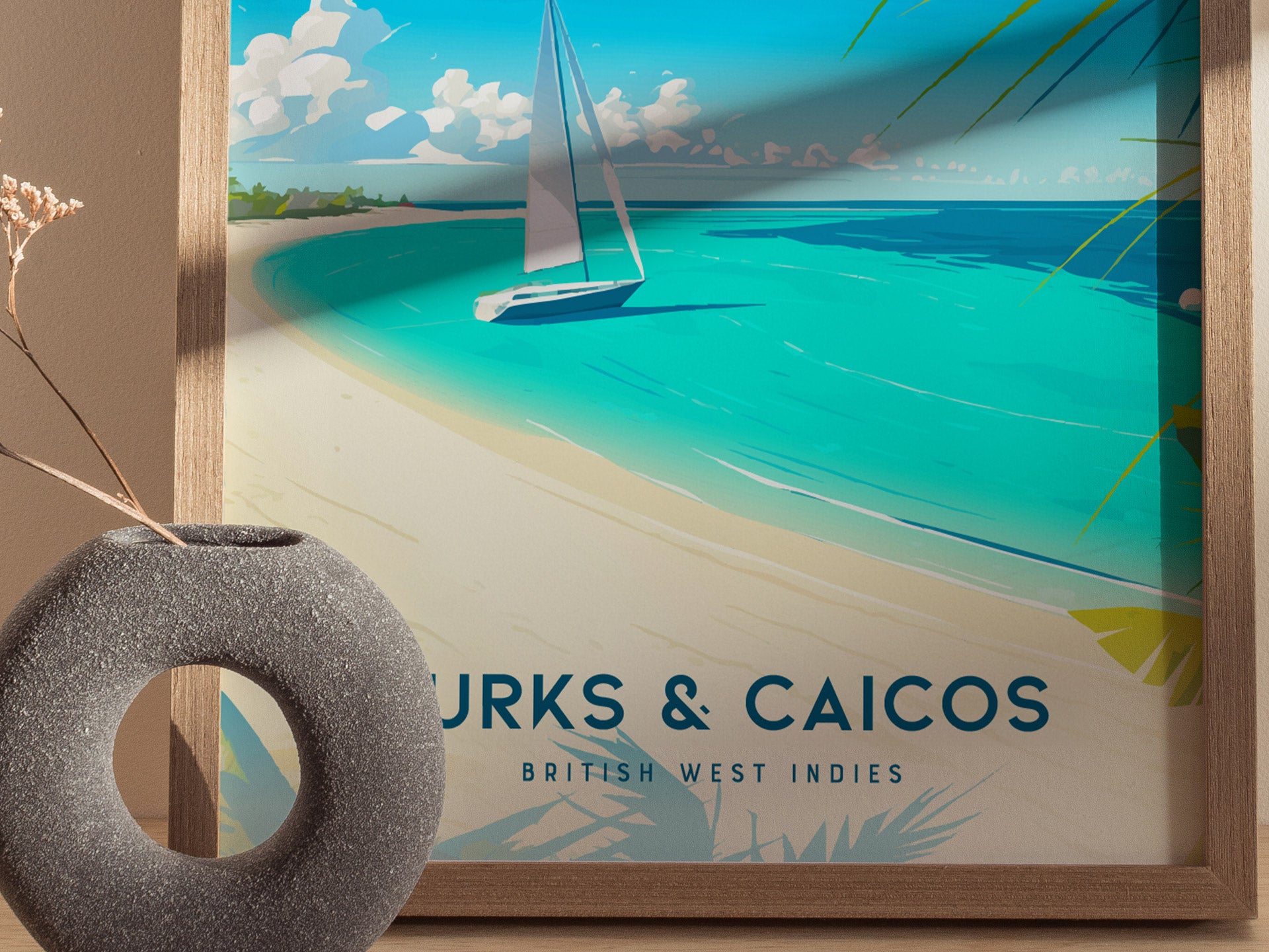 Turks and Caicos Poster | Grace Bay Beach Art | Caribbean Honeymoon Gift