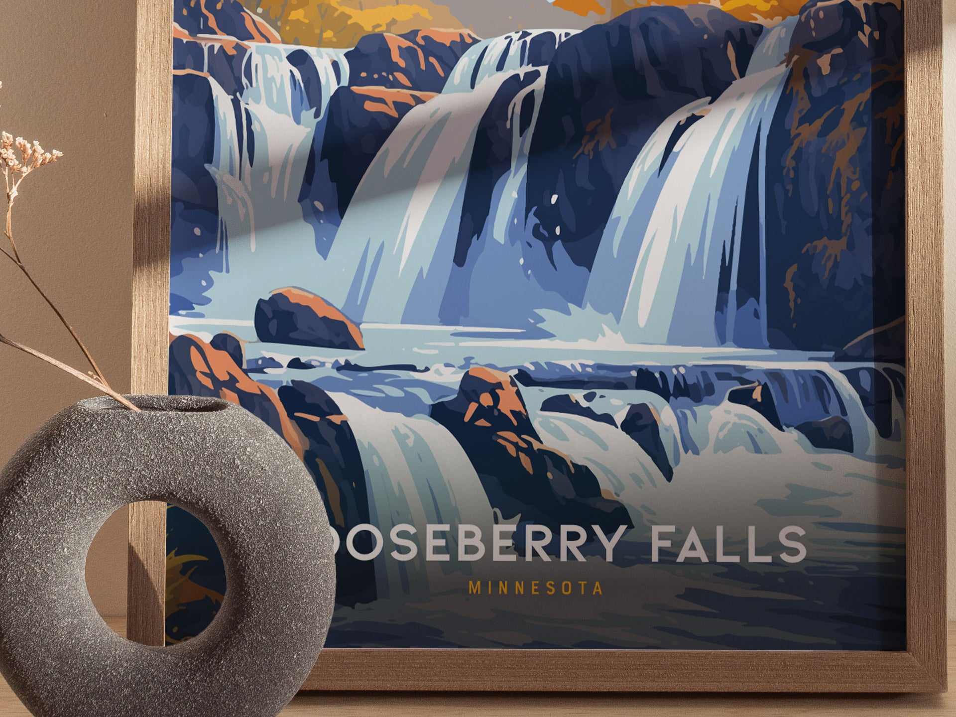 Gooseberry Falls Poster | Minnesota Waterfall Wall Art | Framed or Unframed
