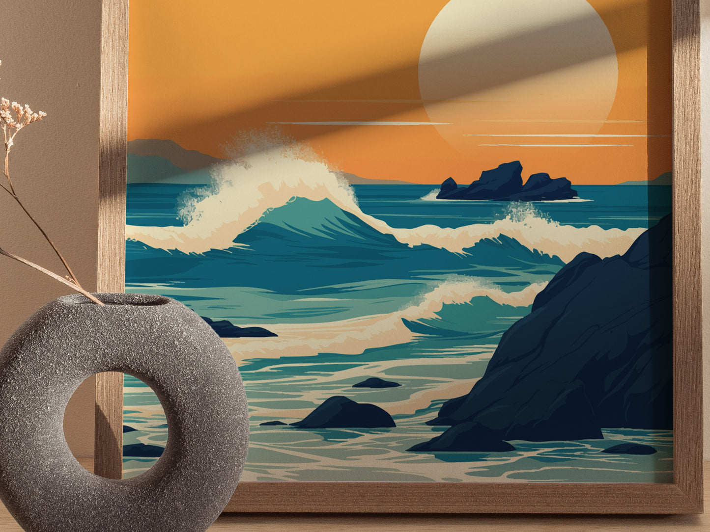 Cambria California Poster | Coastal Sunset Travel Print Wall Art | Framed or Unframed