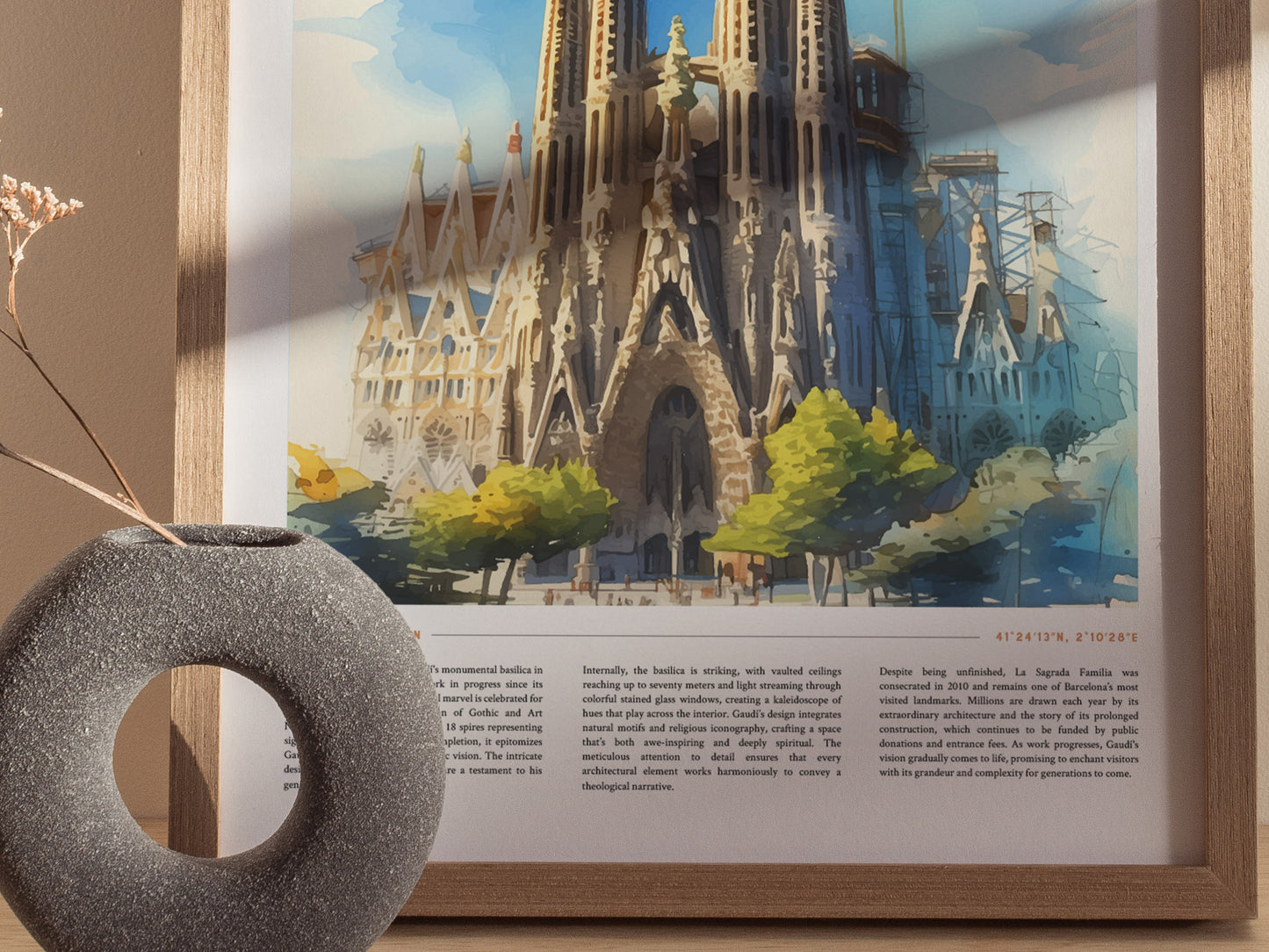 Sagrada Familia Poster | Barcelona Travel Art | Gaudi Cathedral Print