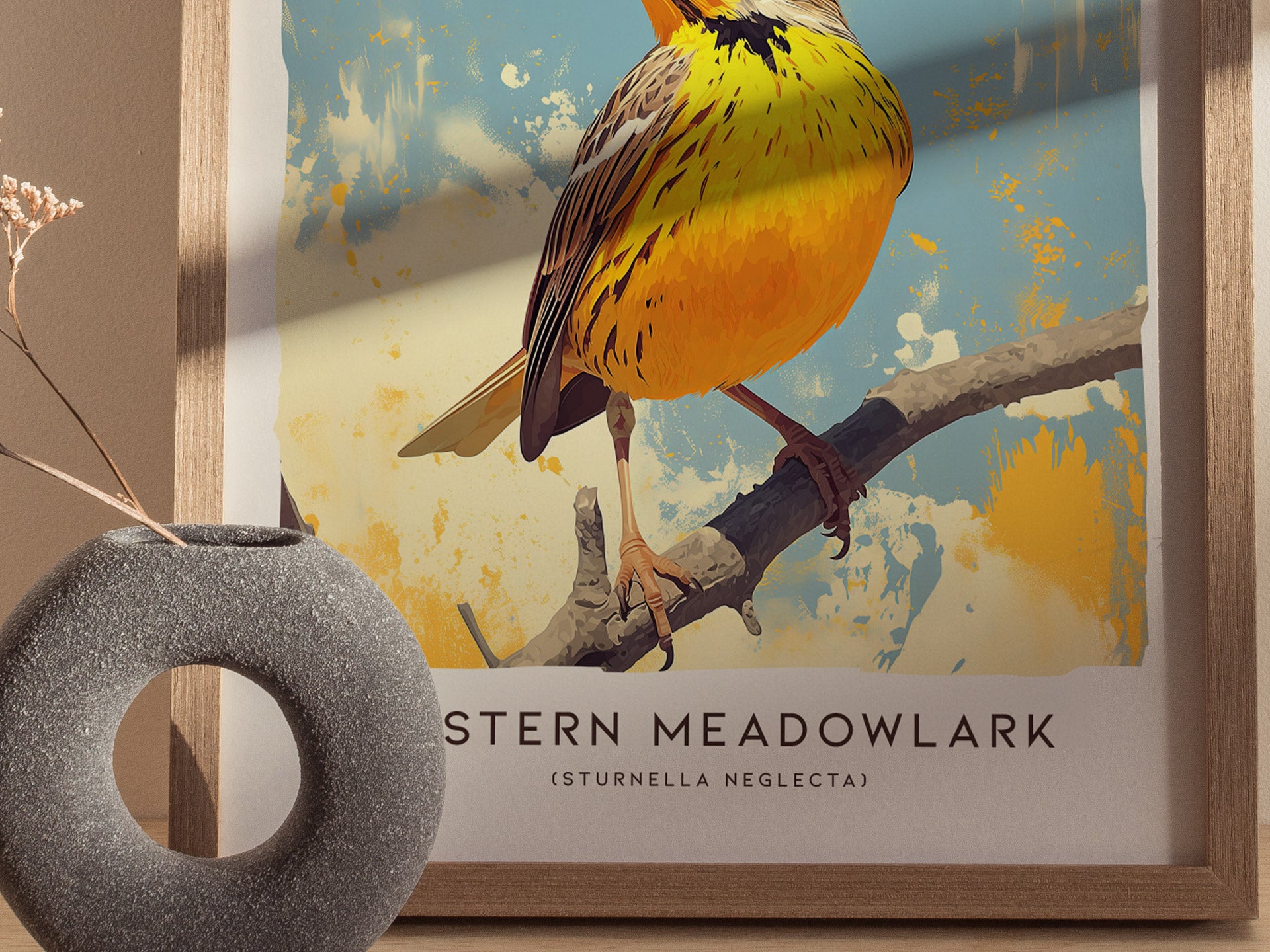 Western Meadowlark Poster | Official State Bird Prairie Songbird Art
