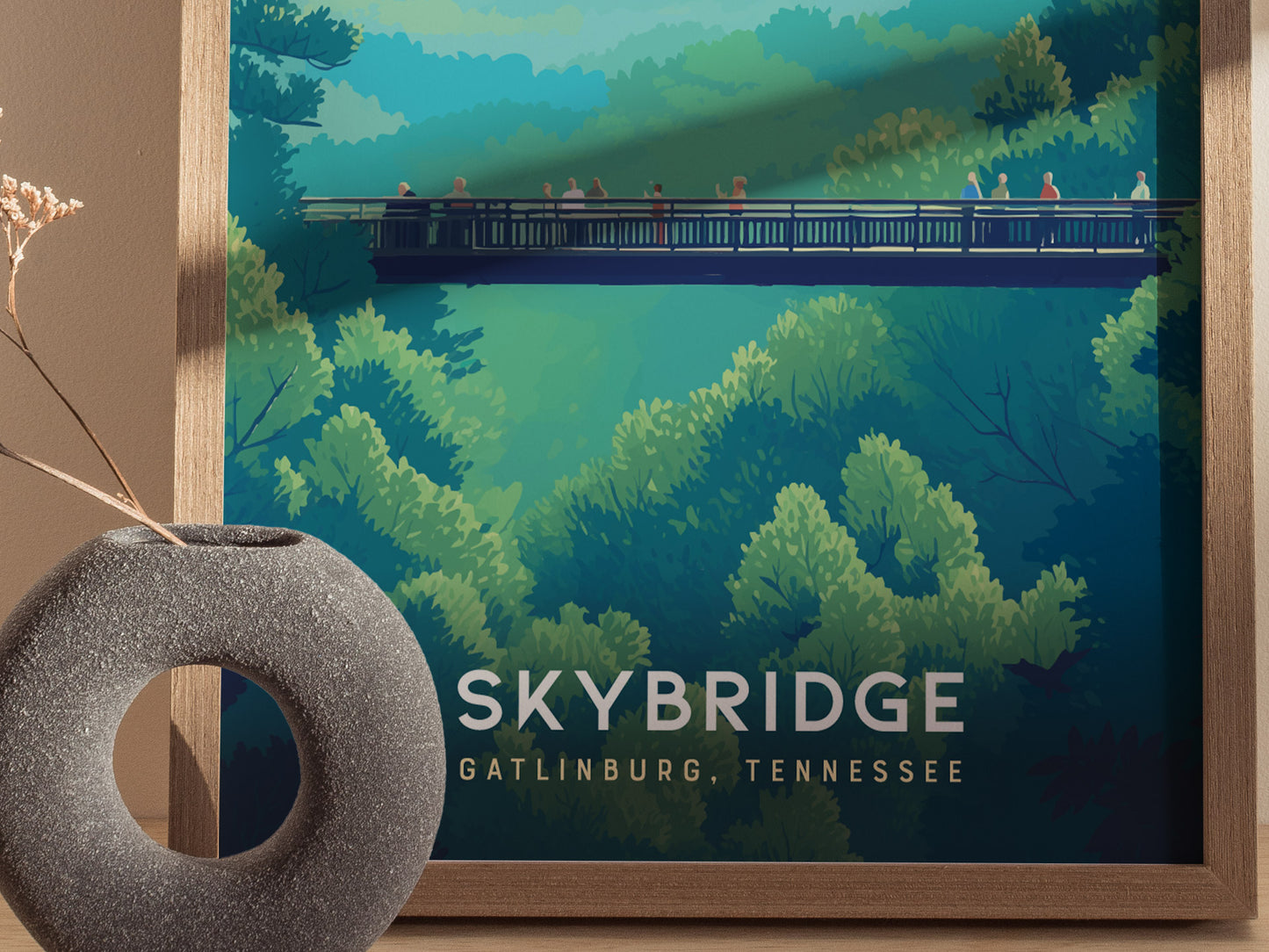 Gatlinburg SkyBridge Poster | Great Smoky Mountains Hiker Wall Art | Framed or Unframed