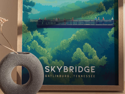 Gatlinburg SkyBridge Poster | Great Smoky Mountains Hiker Wall Art | Framed or Unframed