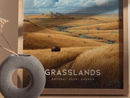 Grasslands National Park Poster | Canadian Bison Wall Art