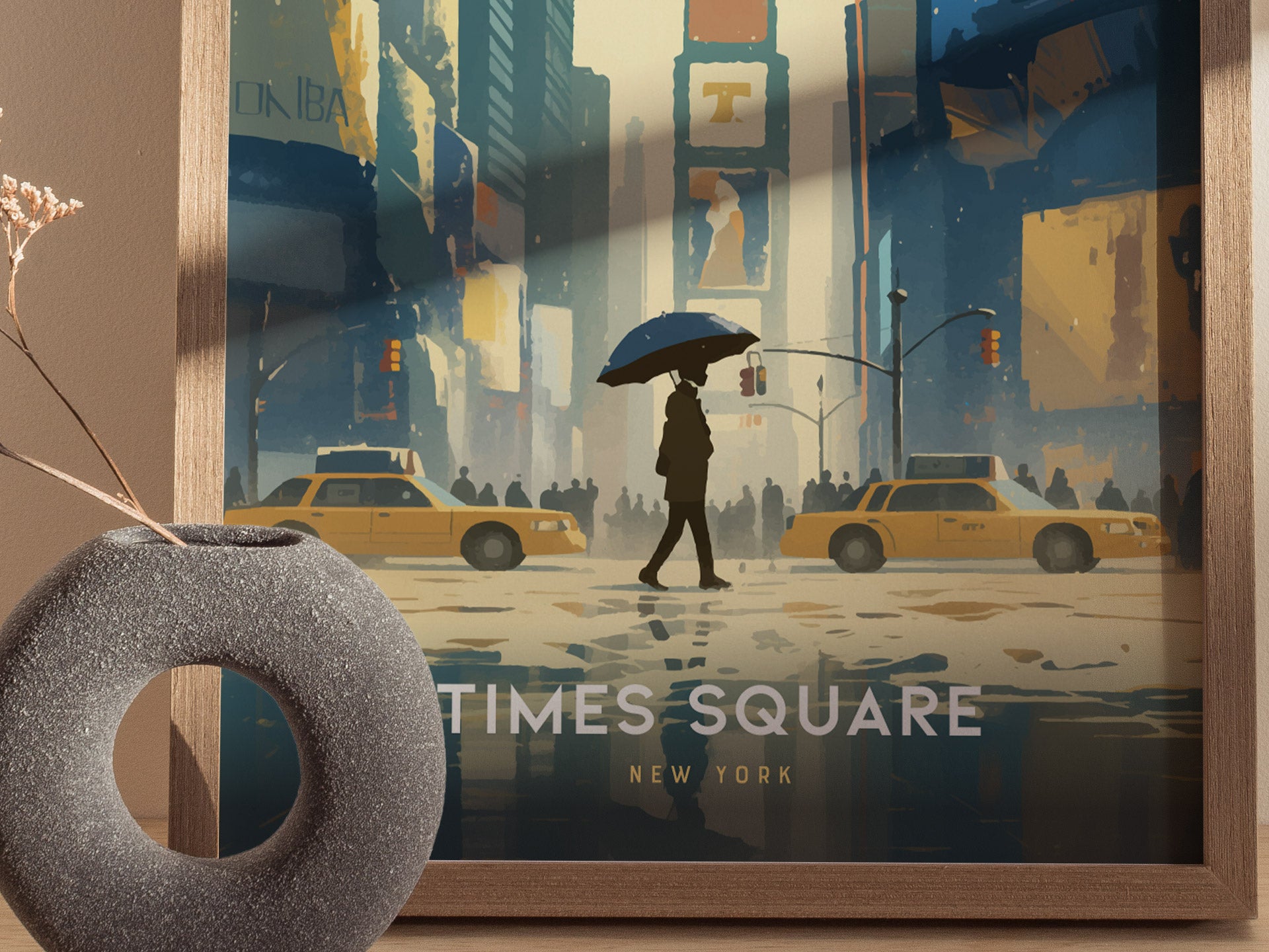 Times Square Poster | New York City Art | NYC Retro Travel Wall Print