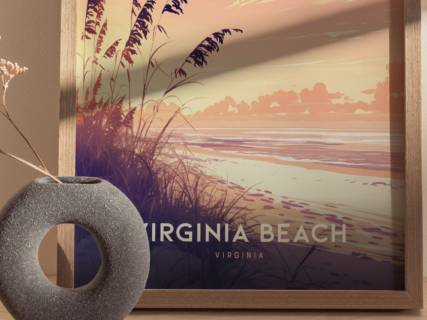 Virginia Beach Poster | Coastal Sunset Wall Art | Framed or Unframed