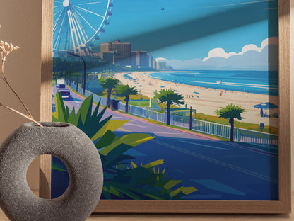 SkyWheel Myrtle Beach Poster | South Carolina Boardwalk Travel Art
