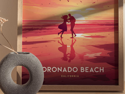 Coronado Beach Poster | San Diego California Coastal Wall Art | Framed or Unframed