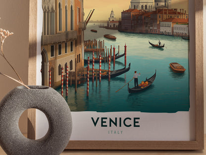 Venice Italy Poster | Canal Gondola Travel Art | Framed or Unframed