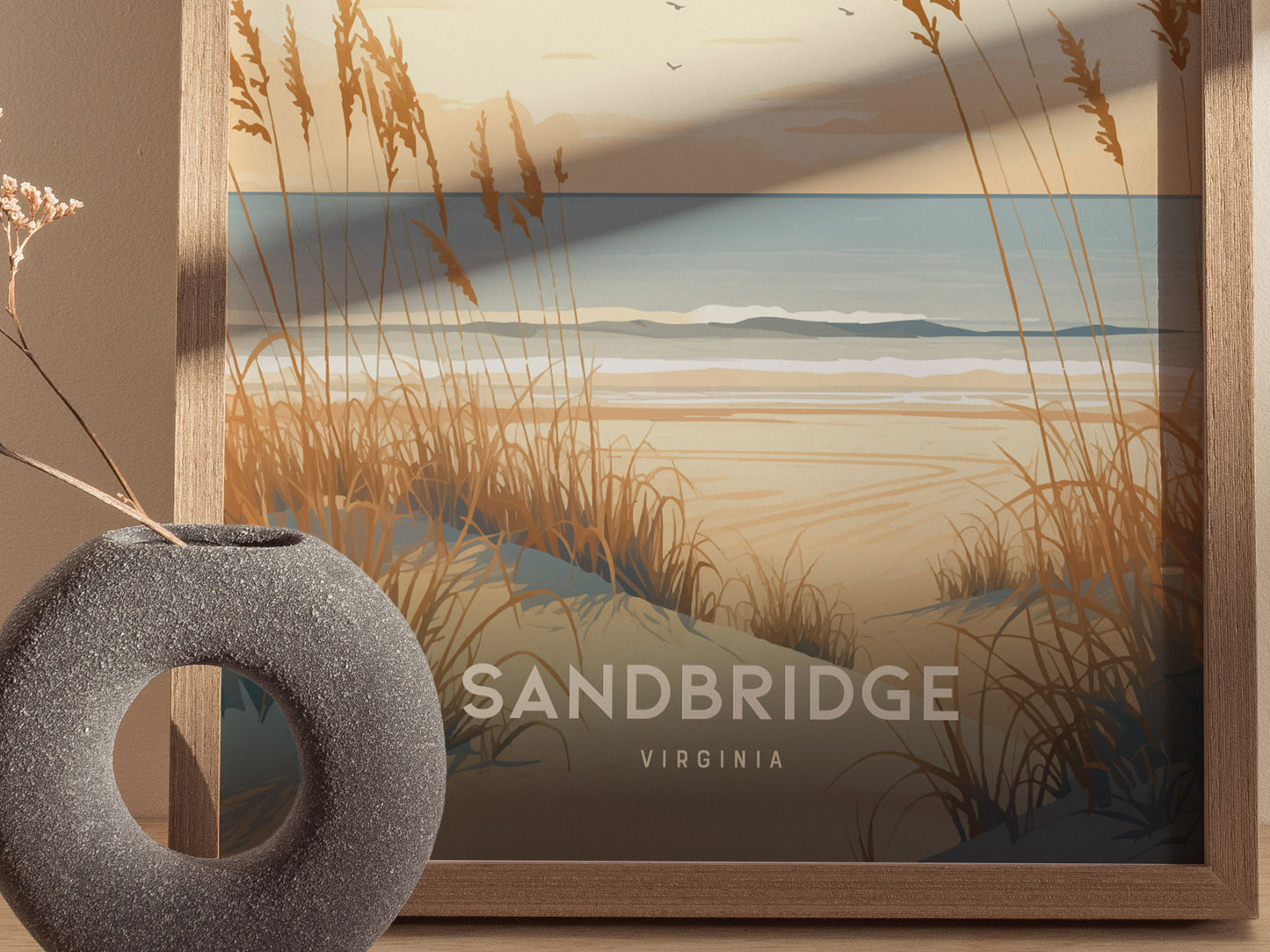 Sandbridge Poster | Virginia Beach Art | Coastal Dunes Sunrise VA Print