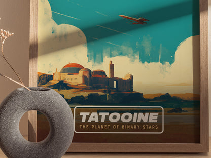 Star Wars Tatooine Poster | Retro Sci-Fi Travel Wall Art Gift