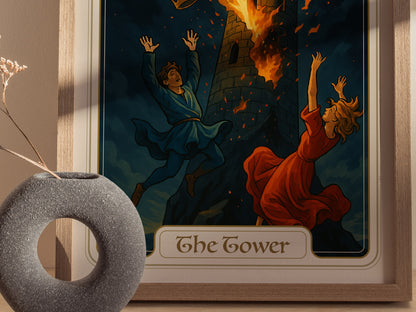 The Tower Tarot Poster | Major Arcana Art | Vintage Art Nouveau Gift