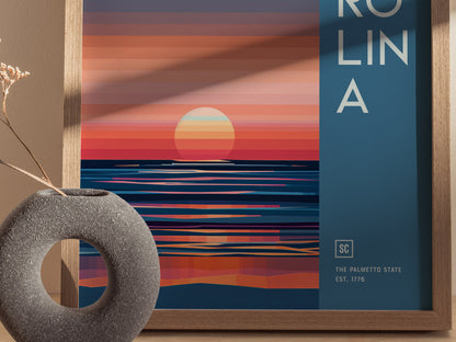 South Carolina Poster | Palmetto State Sunrise Art | Lowcountry Gift