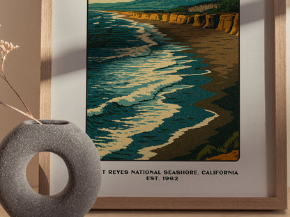 Point Reyes Poster | California Coast Seashore Vintage Wall Art