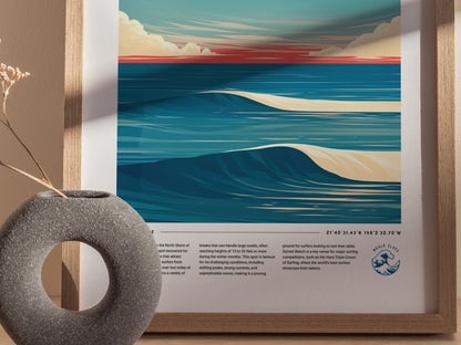 Sunset Beach Poster | North Shore Oahu Hawaii Surf Spot Triple Crown Art