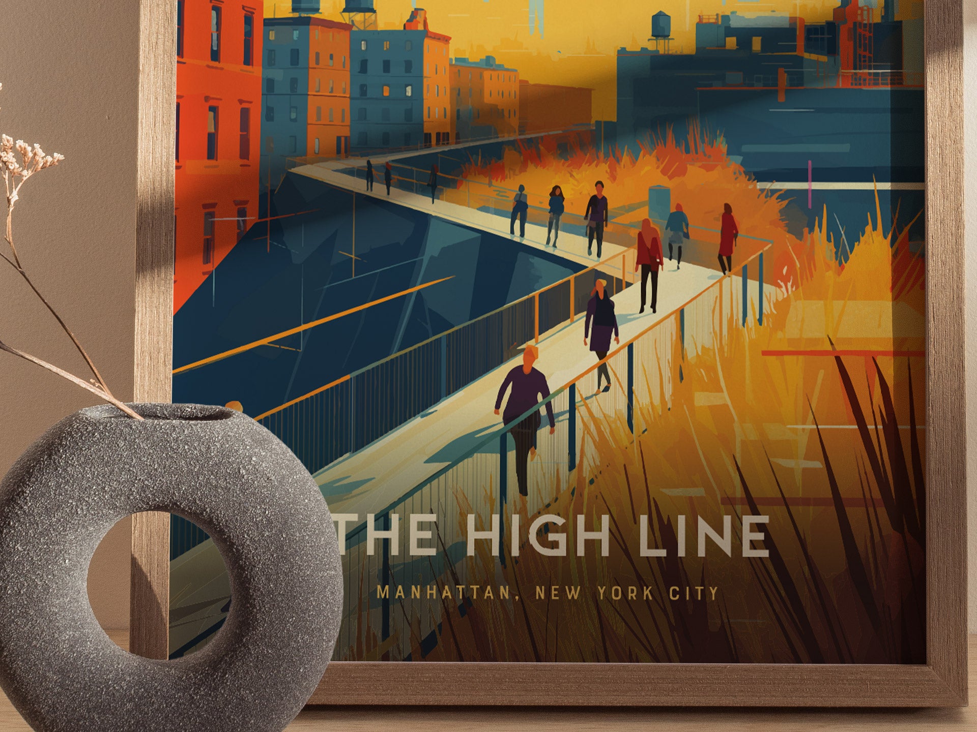 High Line NYC Poster | Manhattan Elevated Park Travel Art | New