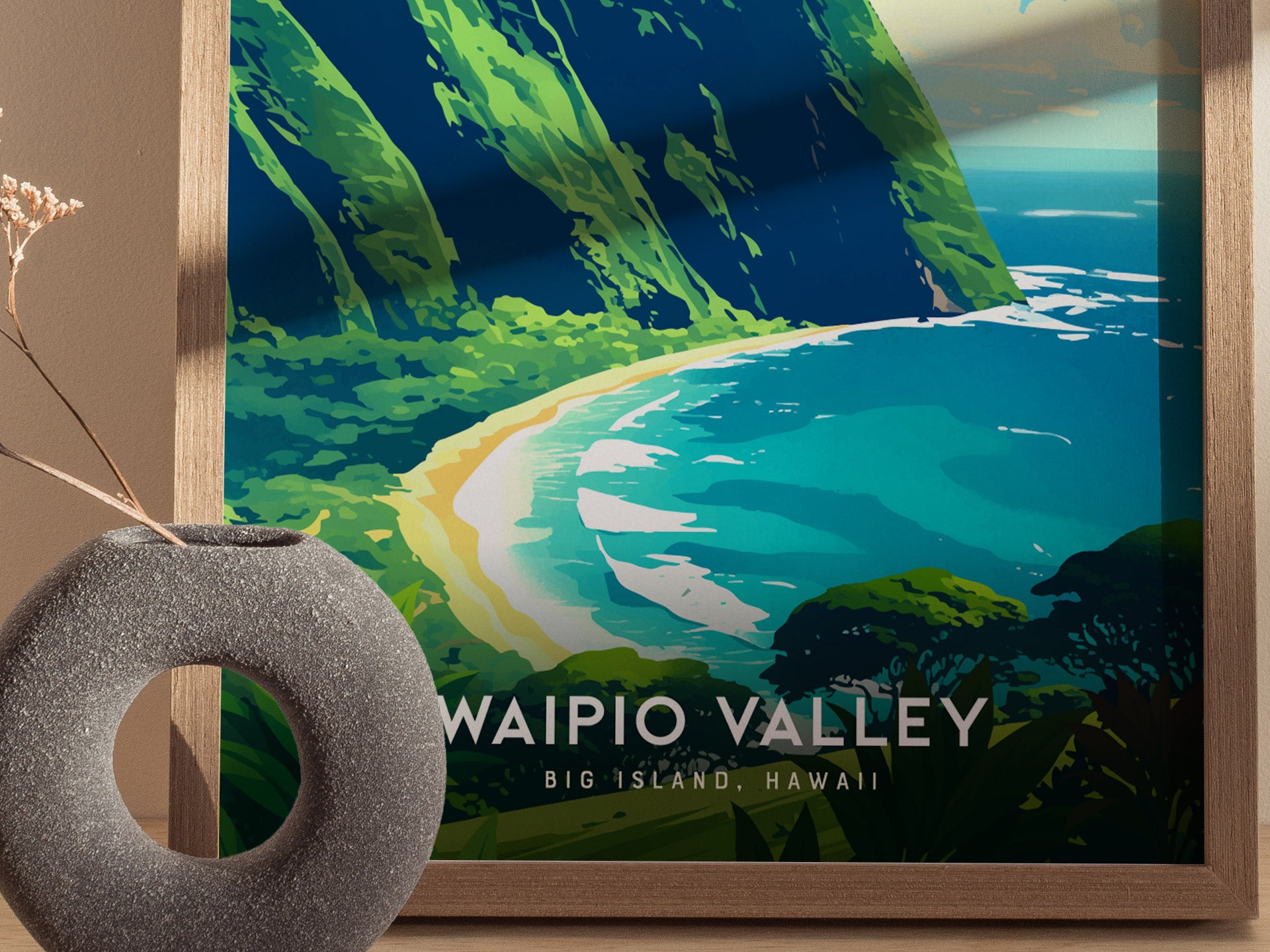 Waipio Valley Poster | Big Island Hawaii Art Valley of Kings Lookout