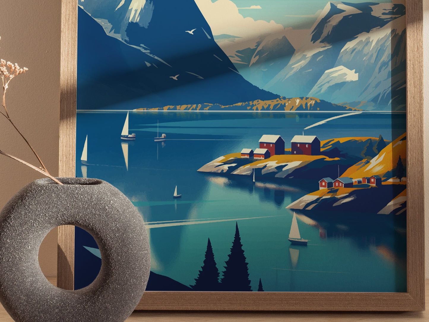 Fjords Norway Poster | Europe Travel Print Wall Art | Framed or Unframed