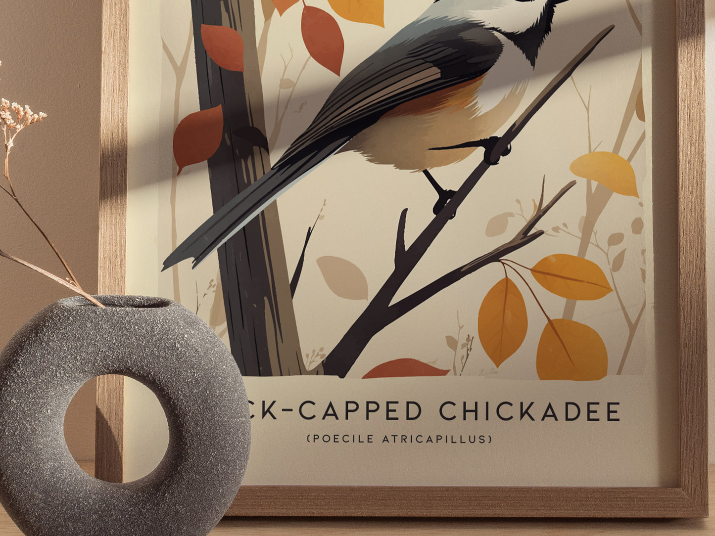 Black-Capped Chickadee Audubon Print | Modern Bird Lover Wall Art | Framed of Unframed