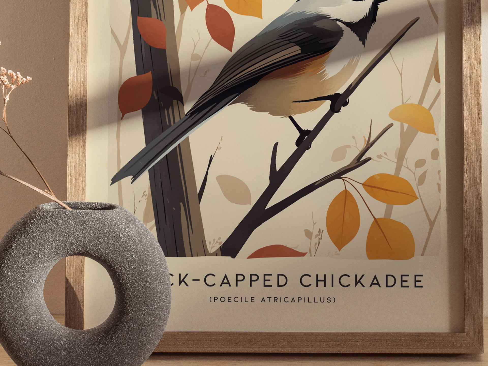 Black-Capped Chickadee Audubon Print | Modern Bird Lover Wall Art | Framed of Unframed