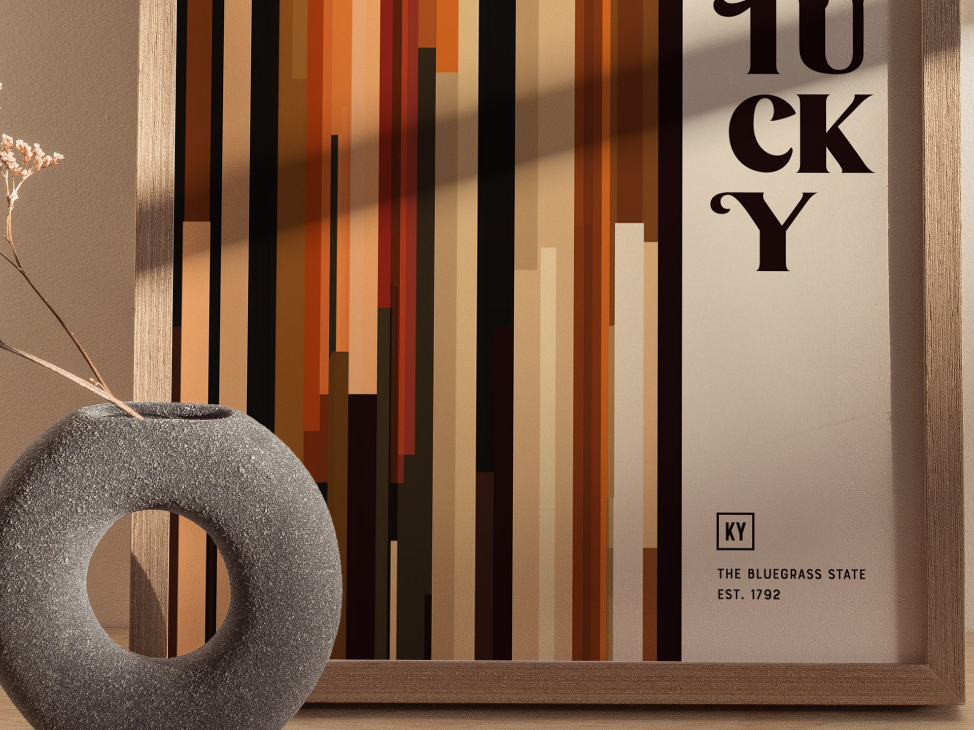 Kentucky The Bluegrass State Poster Abstract Bourbon Wall Art