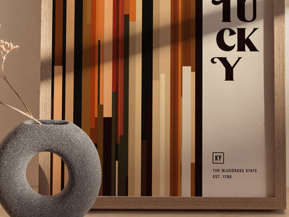 Kentucky The Bluegrass State Poster Abstract Bourbon Wall Art