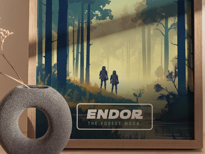 Star Wars Endor Poster | Retro Travel Art Forest Moon Ewok Gift