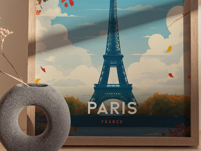 Eiffel Tower Paris Poster | France Landmark Wall Art | Framed of Unframed