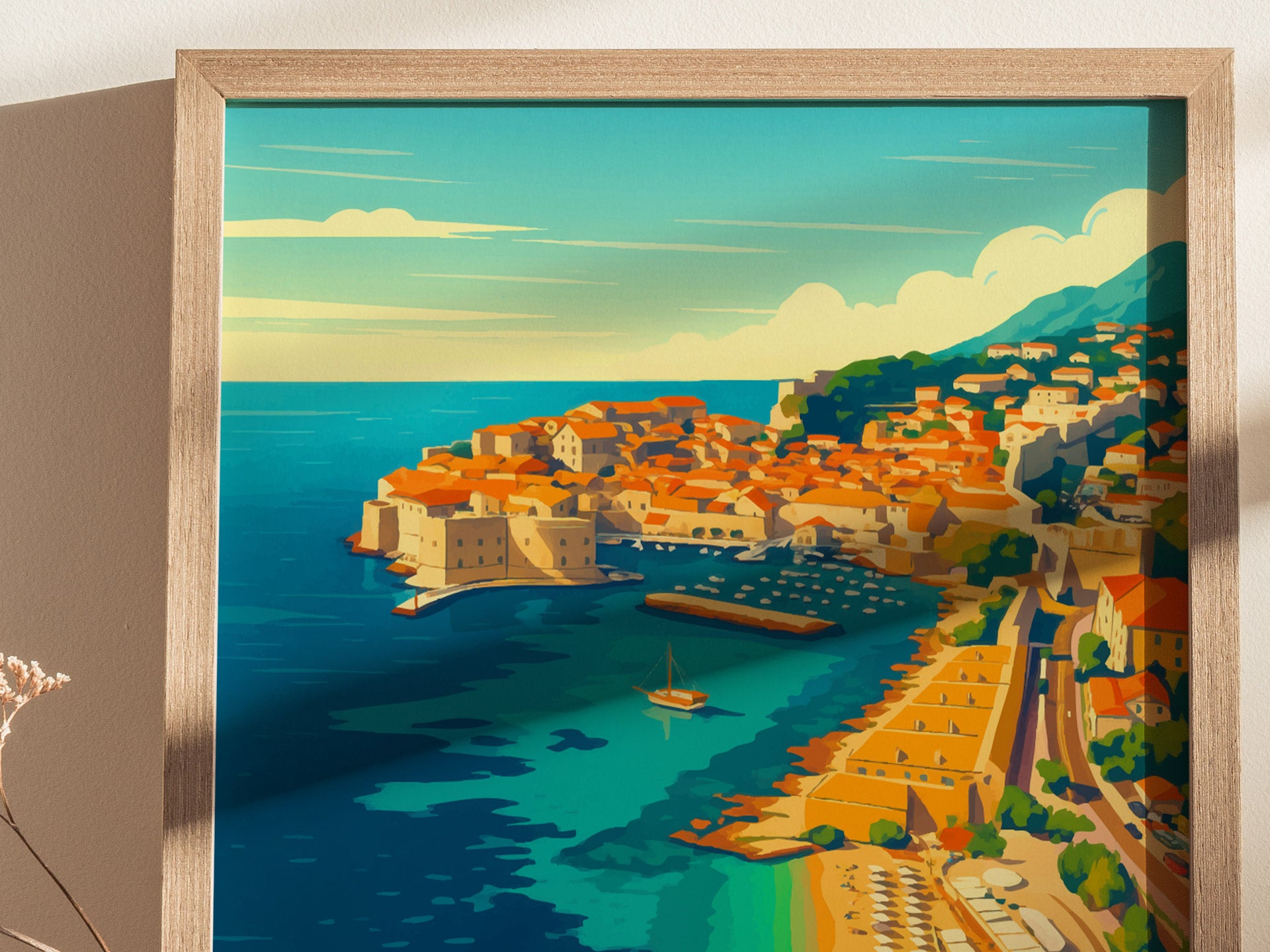 Dubrovnik Croatia Poster | Coastal Old Town Wall Art | Framed or Unframed