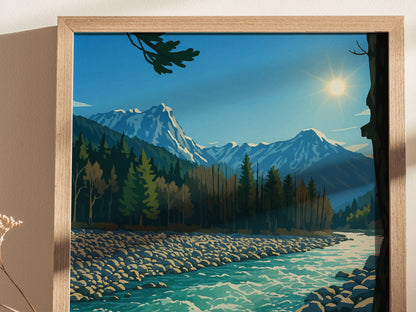 Skykomish River Poster | Washington Cascade Art | PNW Mountain Print