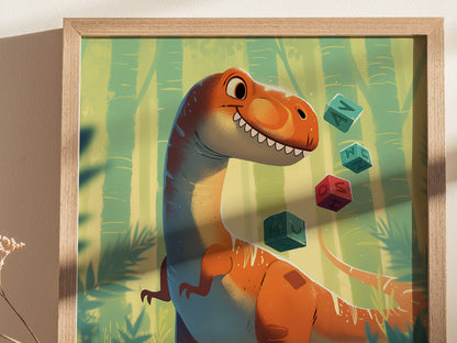 T-Rex Poster | Adventure Dinos Kids Room Art | Dinosaur Nursery Gift