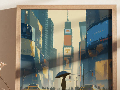 Times Square Poster | New York City Art | NYC Retro Travel Wall Print