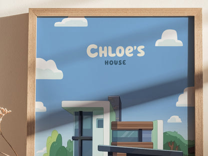 Bluey Chloe's House Poster | Kids Room Decor Wall Art | Framed or Unframed